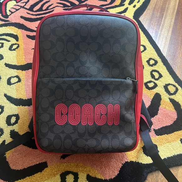 Red and Brown Coach Backpack - Picture 2 of 4